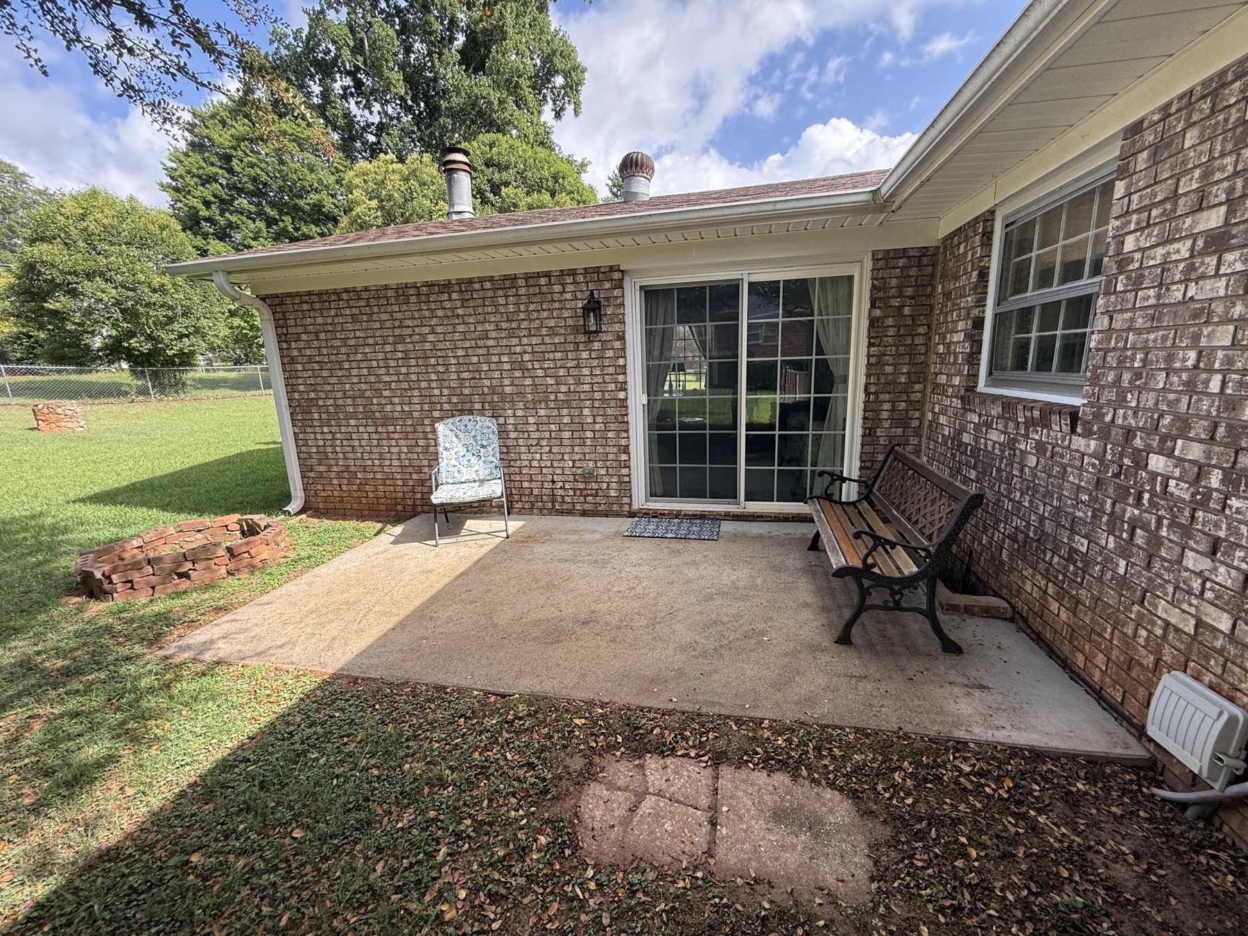 Rear patio and sliding door
