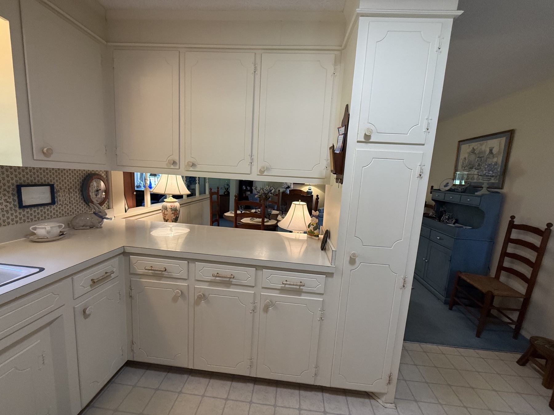 Kitchen with white cabinetry